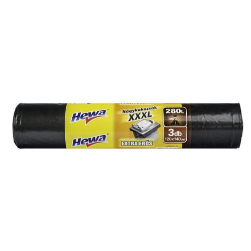 Nagykukazsák, 280 l, 3 db, 120x140 cm, 40 µ, HEWA, "XXXL", fekete
