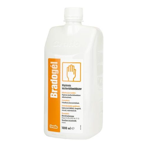 Kézfertőtlenítő gél, alkoholos, 1 l, BRADOGÉL