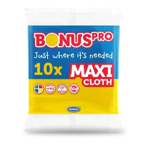 Törlőkendő, univerzális, 10 db, BONUS "MAXI", sárga
