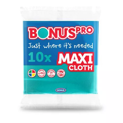 Törlőkendő, univerzális, 10 db, BONUS "MAXI", zöld