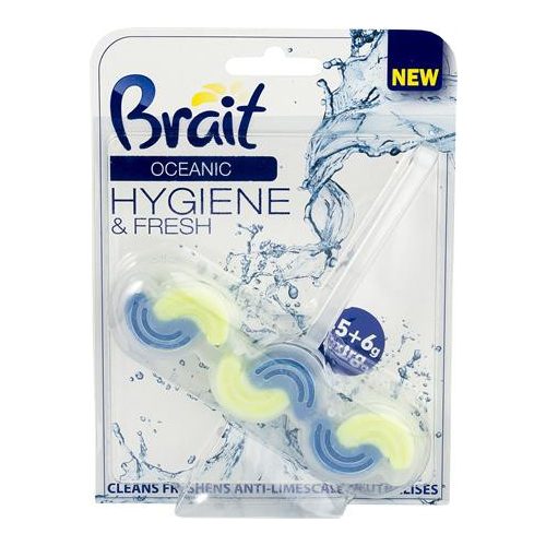 WC tisztító blokk, 2 fázisú, 45 g, "Brait Hygiene and fresh", óceán