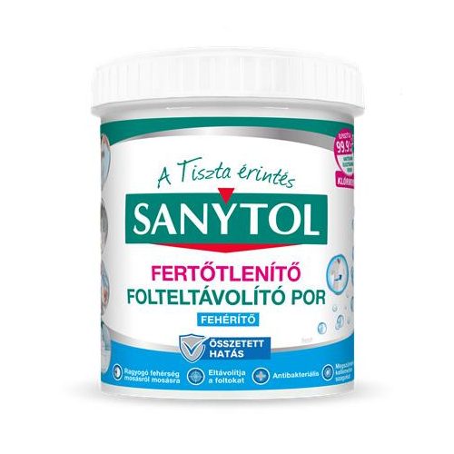 Folteltávolító- és fertőtlenítő por, 450 g, SANYTOL, fehér ruhákhoz