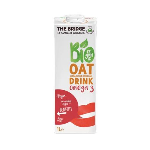 Növényi ital, gluténmentes, bio, dobozos, 1 l, THE BRIDGE, Omega 3, zab