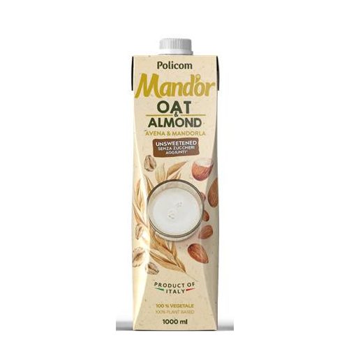 Növényi ital, cukormentes, dobozos, 1 l, MAND'OR "Prémium", zab mandulával