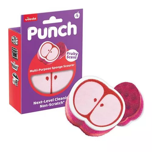 Súrolószivacs, multifunkciós, VILEDA "Punch Scrub 'n' Wipe", alma