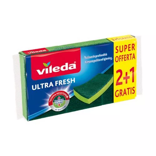 Súrolószivacs, 2+1 db, VILEDA "Ultra Fresh", zöld