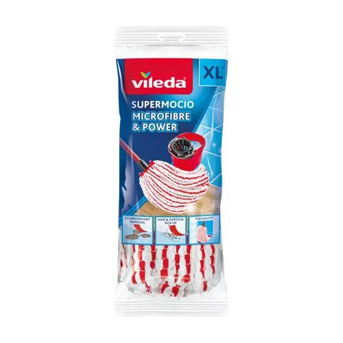 Felmosó utántöltő, VILEDA "Supermocio Microfiber&Power", fehér-piros