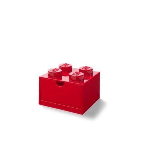 Tárolódoboz íróasztalra, fiókos, LEGO "Brick 2x2", piros