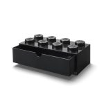 Tárolódoboz íróasztalra, fiókos, LEGO "Brick 4x2", fekete