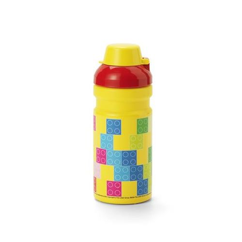 Kulacs, 390 ml, LEGO "Brick", sárga-piros-mintás