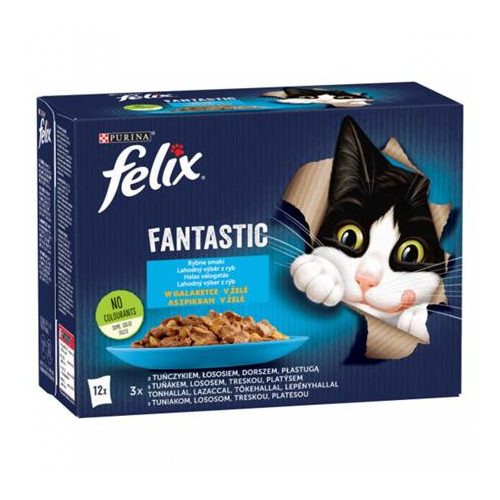 Macskaeledel, 12x85 g, FELIX "Fantastic", halas válogatás