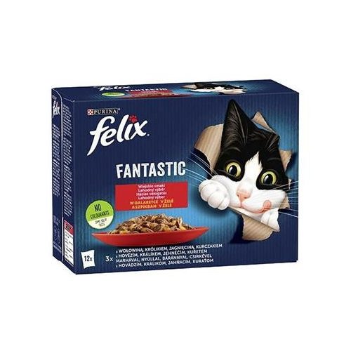 Macskaeledel, 12x85 g, FELIX "Fantastic", házias válogatás