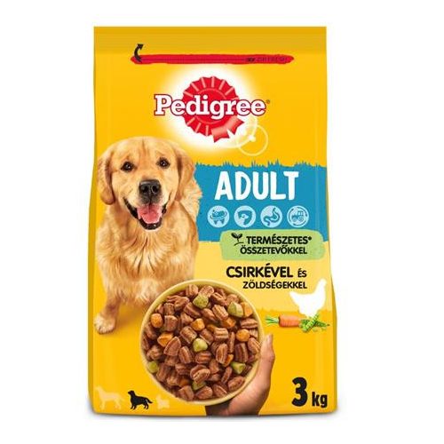 Kutyaeledel, száraztáp, 3 kg, PEDIGREE, csirke és zöldség