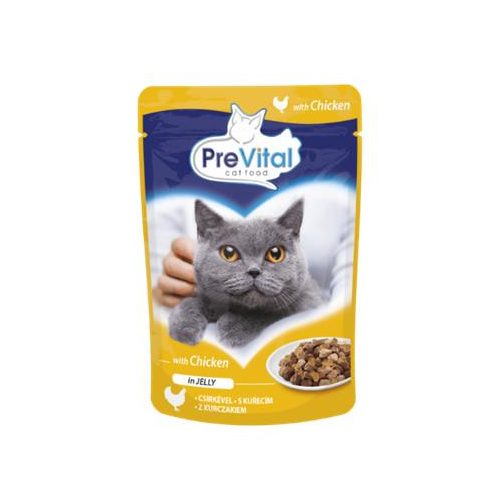 Macskaeledel, alutasakos, felnőtt macskáknak, 100 g, PREVITAL, csirke aszpikban