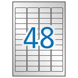   Etikett, 45,7x21,2 mm, poliészter, időjárásálló, kerekített sarkú, APLI, ezüst, 960 etikett/csomag