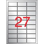 Etikett, 63,5x29,6 mm, poliészter, időjárásálló, kerekített sarkú, APLI, ezüst, 540 etikett/csomag