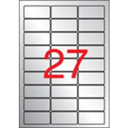   Etikett, 63,5x29,6 mm, poliészter, időjárásálló, kerekített sarkú, APLI, ezüst, 540 etikett/csomag