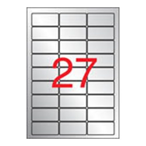 Etikett, 63,5x29,6 mm, poliészter, időjárásálló, kerekített sarkú, APLI, ezüst, 540 etikett/csomag