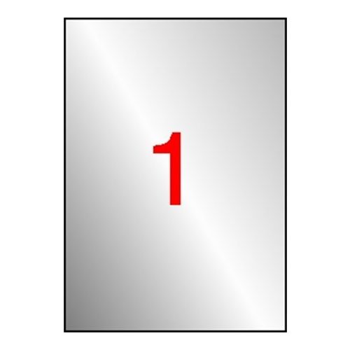Etikett, 210x297 mm, poliészter, időjárásálló, APLI, ezüst, 20 etikett/csomag