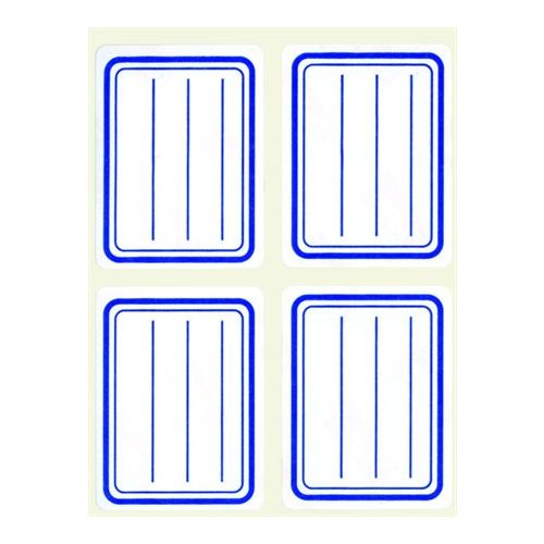 Füzetcímke, kék szegélyes, vonalas, 38x50 mm, 20 db, APLI