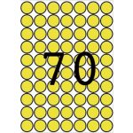 Etikett, 19 mm kör, színes, A5 hordozón, APLI, sárga, 560 etikett/csomag