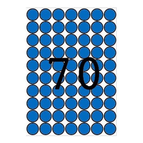 Etikett, 19 mm kör, színes, A5 hordozón, APLI, kék, 560 etikett/csomag