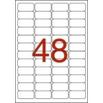 Etikett, 45,7x21,2 mm, poliészter, időjárásálló, kerekített sarkú, fehér, APLI, 960 etikett/csomag