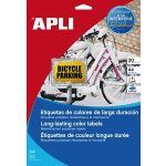 Etikett, 210x297 mm, poliészter, időjárásálló, APLI, sárga, 20 etikett/csomag