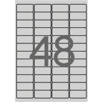 Etikett, 45,7x21,2 mm, poliészter, időjárásálló, kerekített sarkú, APLI, ezüst, 4800 etikett/csomag