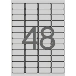   Etikett, 45,7x21,2 mm, poliészter, időjárásálló, kerekített sarkú, APLI, ezüst, 4800 etikett/csomag