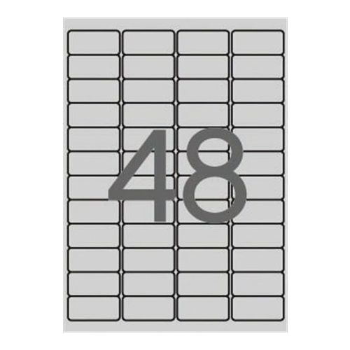 Etikett, 45,7x21,2 mm, poliészter, időjárásálló, kerekített sarkú, APLI, ezüst, 4800 etikett/csomag