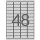 Etikett, 45,7x21,2 mm, poliészter, időjárásálló, kerekített sarkú, APLI, ezüst, 4800 etikett/csomag