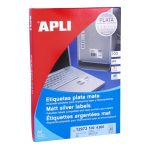 Etikett, 45,7x21,2 mm, poliészter, időjárásálló, kerekített sarkú, APLI, ezüst, 4800 etikett/csomag