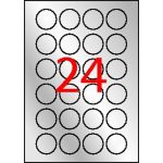 Etikett, 40 mm kör, poliészter, időjárásálló, APLI, ezüst, 480 etikett/csomag