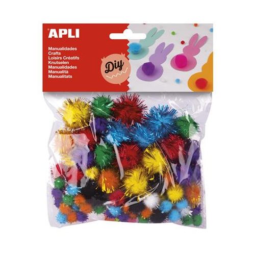 Pom-pom, csillogó, APLI "Creative", vegyes színek
