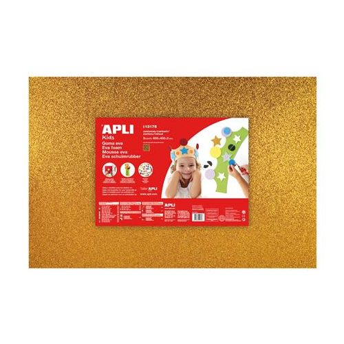 Moosgumi, 400x600 mm, glitteres, APLI Kids "Eva Sheets", arany
