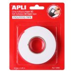 Ragasztó tekercs, 3D, kétoldalas, szivacs, APLI, 19 mm x 2,28 m, fehér