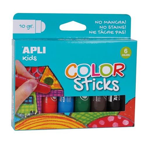 Tempera kréta készlet, APLI Kids "Color Sticks", 6 különböző szín