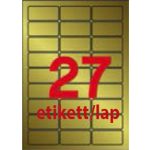 Etikett, lézernyomtatókhoz és fénymásológépekhez, 63,5x29,6 mm, APLI,  matt, arany színű, 540 etikett/csomag