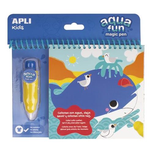 Színezőfüzet, vízbázisú, APLI Kids "Aqua Fun", tengeri állatok