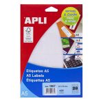 Etikett, 20x50 mm, kerekített sarkú, A5 hordozón, APLI, 420 etikett/csomag