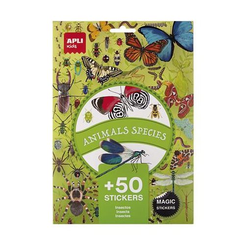 Matrica, újra felhasználható, 50 db, APLI Kids "Stickers", rovarok