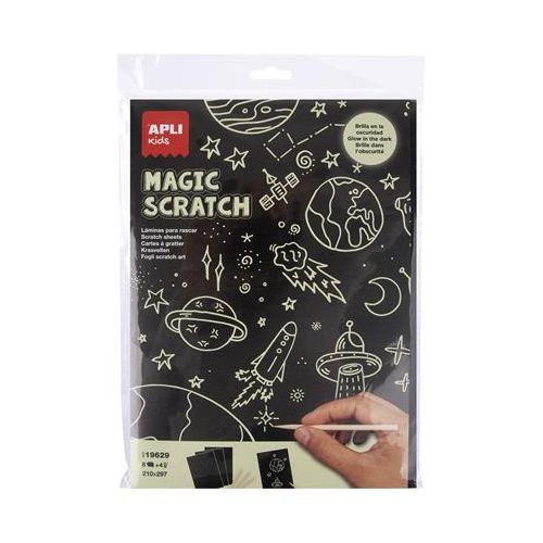 Képkarcoló, világítós, A4, APLI Kids "Magic Scratch", 8 lap
