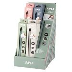 Töltőceruza display, HB, hatszögletű, csereheggyel, APLI "Infinite", vegyes színek