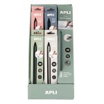 Töltőceruza display, HB, hatszögletű, csereheggyel, APLI "Infinite", vegyes színek