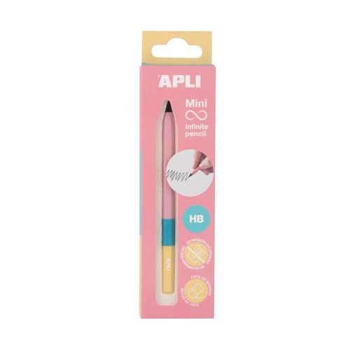Töltőceruza, mini, HB, hatszögletű, tricolor, csereheggyel, APLI "Infinite", rózsaszín