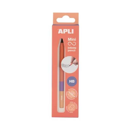 Töltőceruza, mini, HB, hatszögletű, tricolor, csereheggyel, APLI "Infinite", narancs