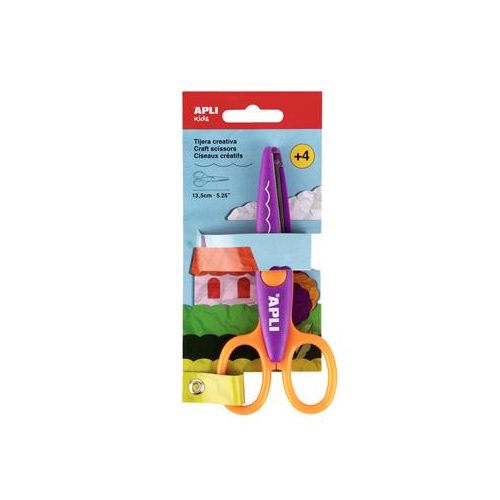 Olló, kreatív, ívelt, APLI Kids "Curved", lila-narancssárga