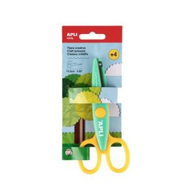   Olló, kreatív, hullám, APLI Kids "Toothed", zöld-sárga