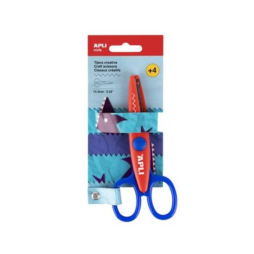Olló, kreatív, cikkcakk, APLI Kids "Zig-Zag", piros-kék